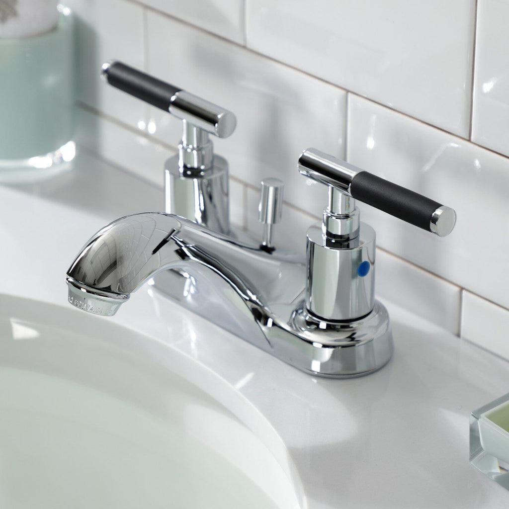 Kaiser Double-Handle 3-Hole Deck Mount 4-Inch Centerset Bathroom Faucet with Pop-Up Drain