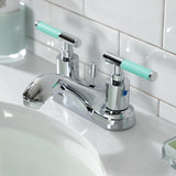 Kaiser Double-Handle 3-Hole Deck Mount 4-Inch Centerset Bathroom Faucet with Pop-Up Drain