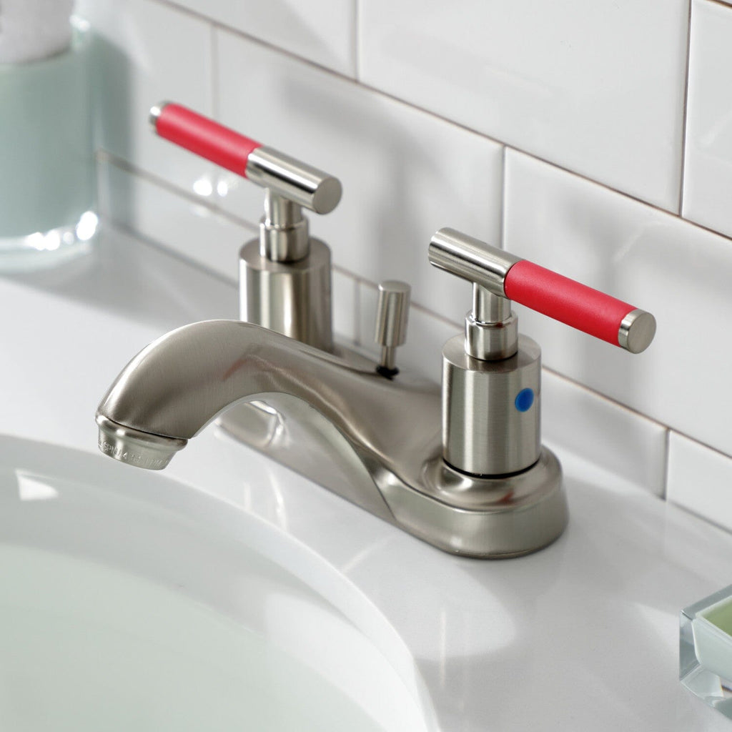 Kaiser Double-Handle 3-Hole Deck Mount 4-Inch Centerset Bathroom Faucet with Pop-Up Drain