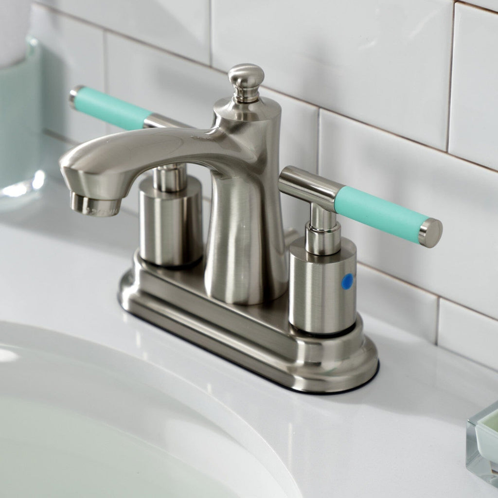 Kaiser Double-Handle 3-Hole Deck Mount 4-Inch Centerset Bathroom Faucet with Pop-Up Drain