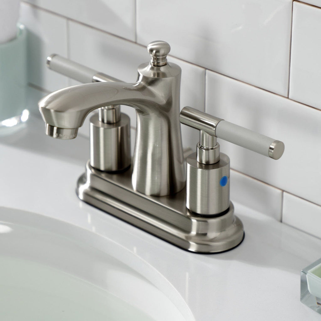 Kaiser Double-Handle 3-Hole Deck Mount 4-Inch Centerset Bathroom Faucet with Pop-Up Drain