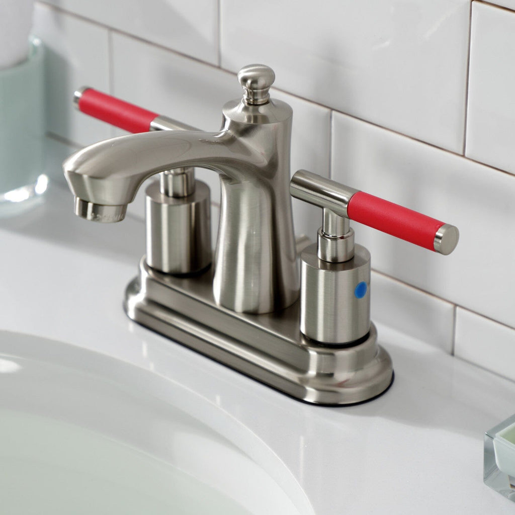 Kaiser Double-Handle 3-Hole Deck Mount 4-Inch Centerset Bathroom Faucet with Pop-Up Drain