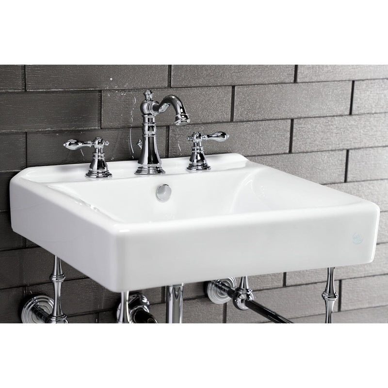 American Classic Two-Handle 3-Hole Deck Mount Widespread Bathroom Faucet with Retail Pop-Up Drain