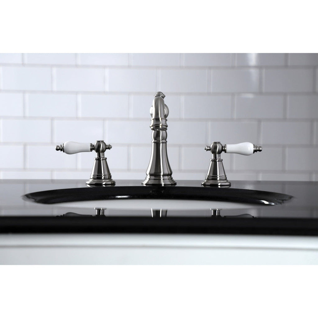 English Classic Two-Handle 3-Hole Deck Mount Widespread Bathroom Faucet with Retail Pop-Up Drain