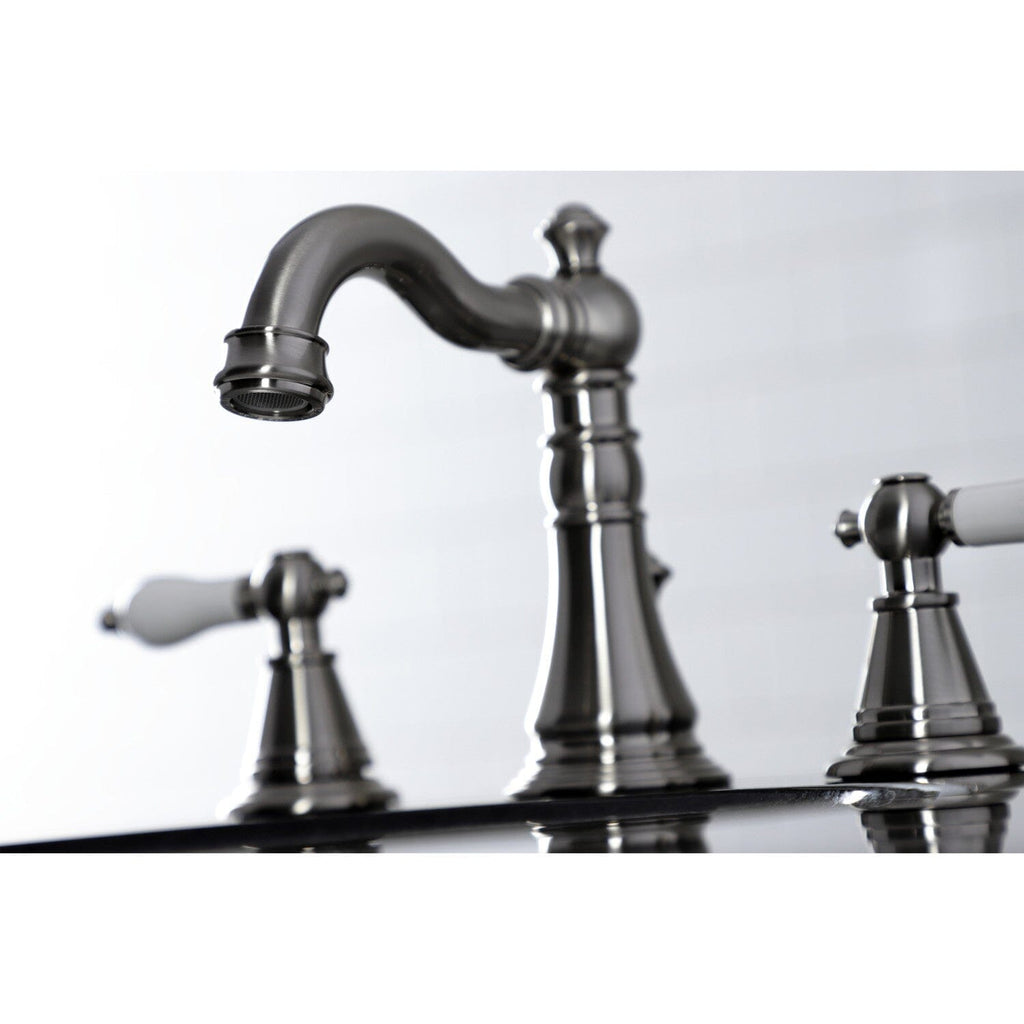 English Classic Two-Handle 3-Hole Deck Mount Widespread Bathroom Faucet with Retail Pop-Up Drain