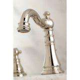 American Patriot Two-Handle 3-Hole Deck Mount Widespread Bathroom Faucet with Brass Pop-Up Drain