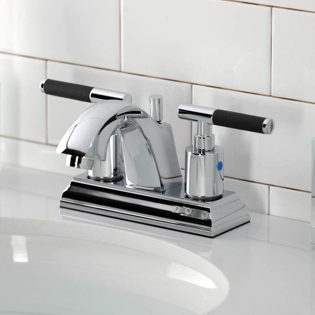 Kaiser Double-Handle 3-Hole Deck Mount 4-Inch Centerset Bathroom Faucet with Pop-Up Drain