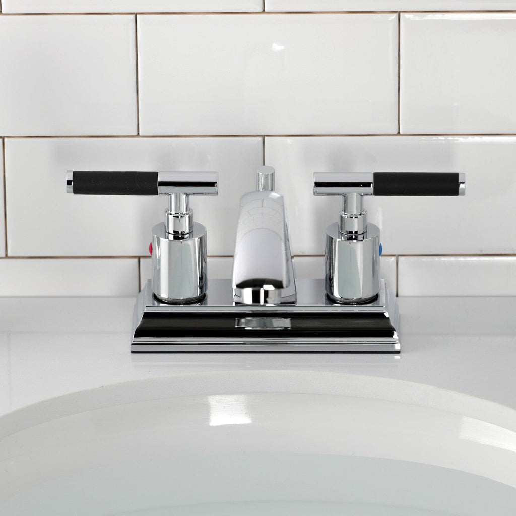 Kaiser Double-Handle 3-Hole Deck Mount 4-Inch Centerset Bathroom Faucet with Pop-Up Drain
