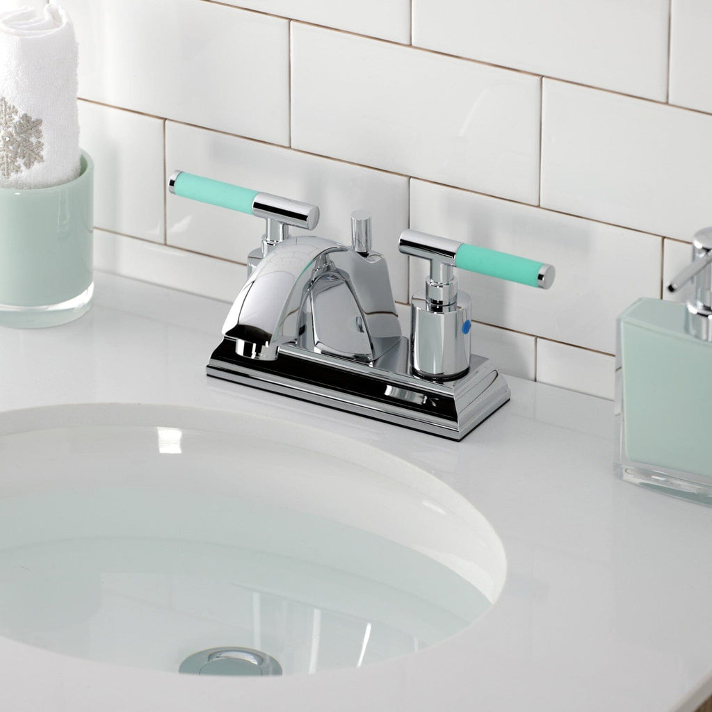 Kaiser Double-Handle 3-Hole Deck Mount 4-Inch Centerset Bathroom Faucet with Pop-Up Drain