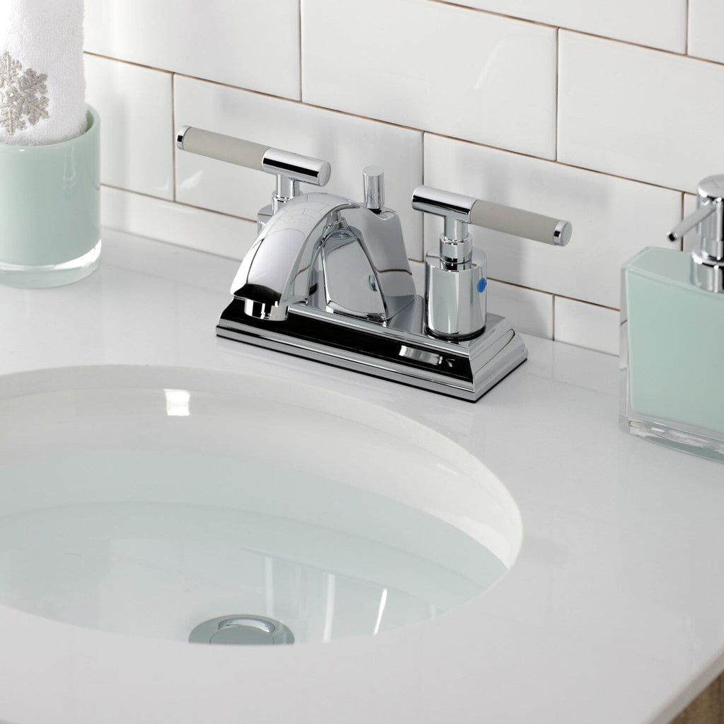 Kaiser Double-Handle 3-Hole Deck Mount 4-Inch Centerset Bathroom Faucet with Pop-Up Drain