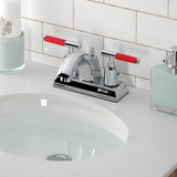 Kaiser Double-Handle 3-Hole Deck Mount 4-Inch Centerset Bathroom Faucet with Pop-Up Drain