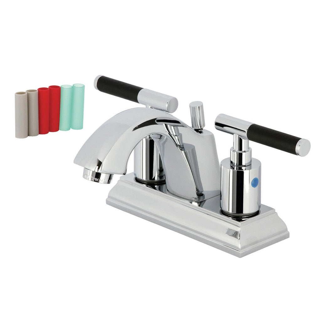 Kaiser Double-Handle 3-Hole Deck Mount 4-Inch Centerset Bathroom Faucet with Pop-Up Drain