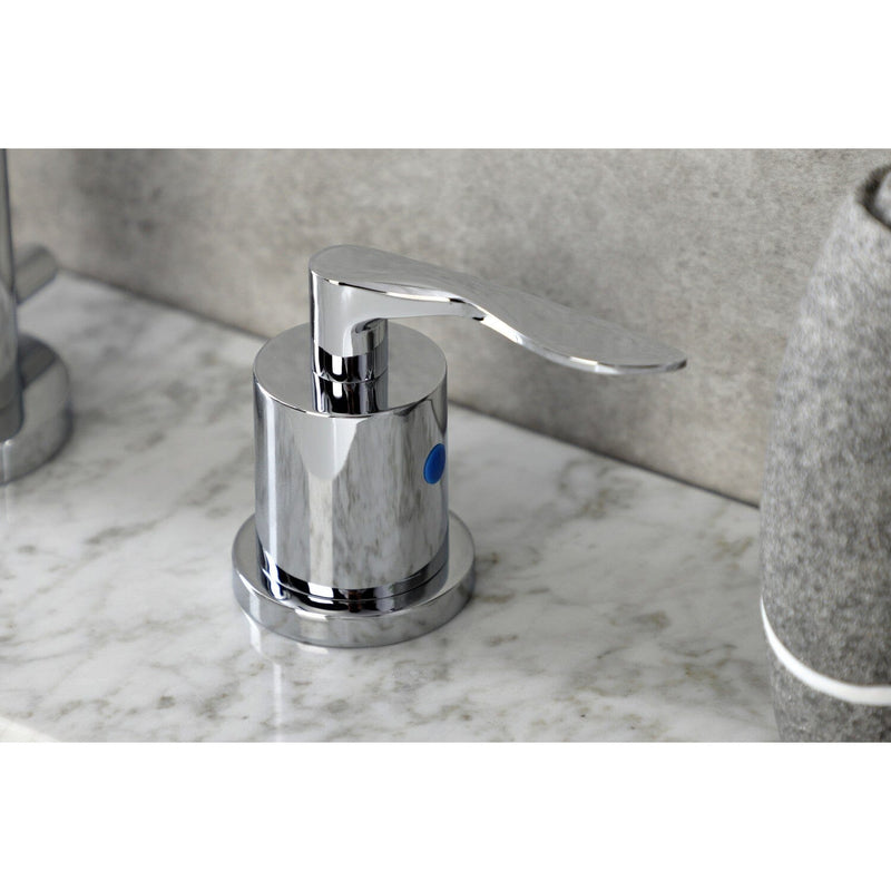 Serena Two-Handle 3-Hole Deck Mount Widespread Bathroom Faucet with Brass Pop-Up Drain