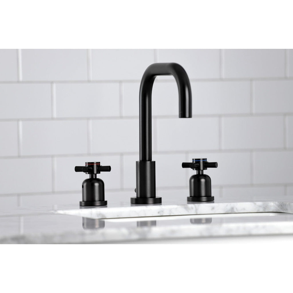 Concord Two-Handle 3-Hole Deck Mount Widespread Bathroom Faucet with Brass Pop-Up