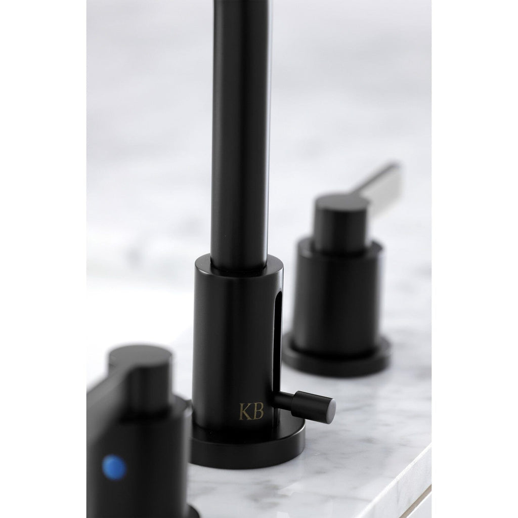 NuvoFusion Two-Handle 3-Hole Deck Mount Widespread Bathroom Faucet with Brass Pop-Up