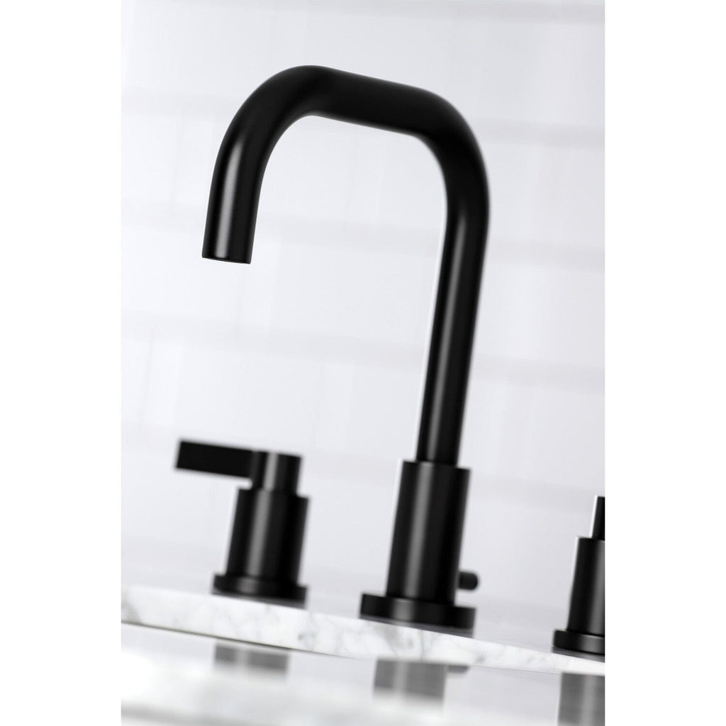 NuvoFusion Two-Handle 3-Hole Deck Mount Widespread Bathroom Faucet with Brass Pop-Up