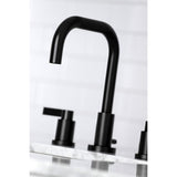 NuvoFusion Two-Handle 3-Hole Deck Mount Widespread Bathroom Faucet with Brass Pop-Up