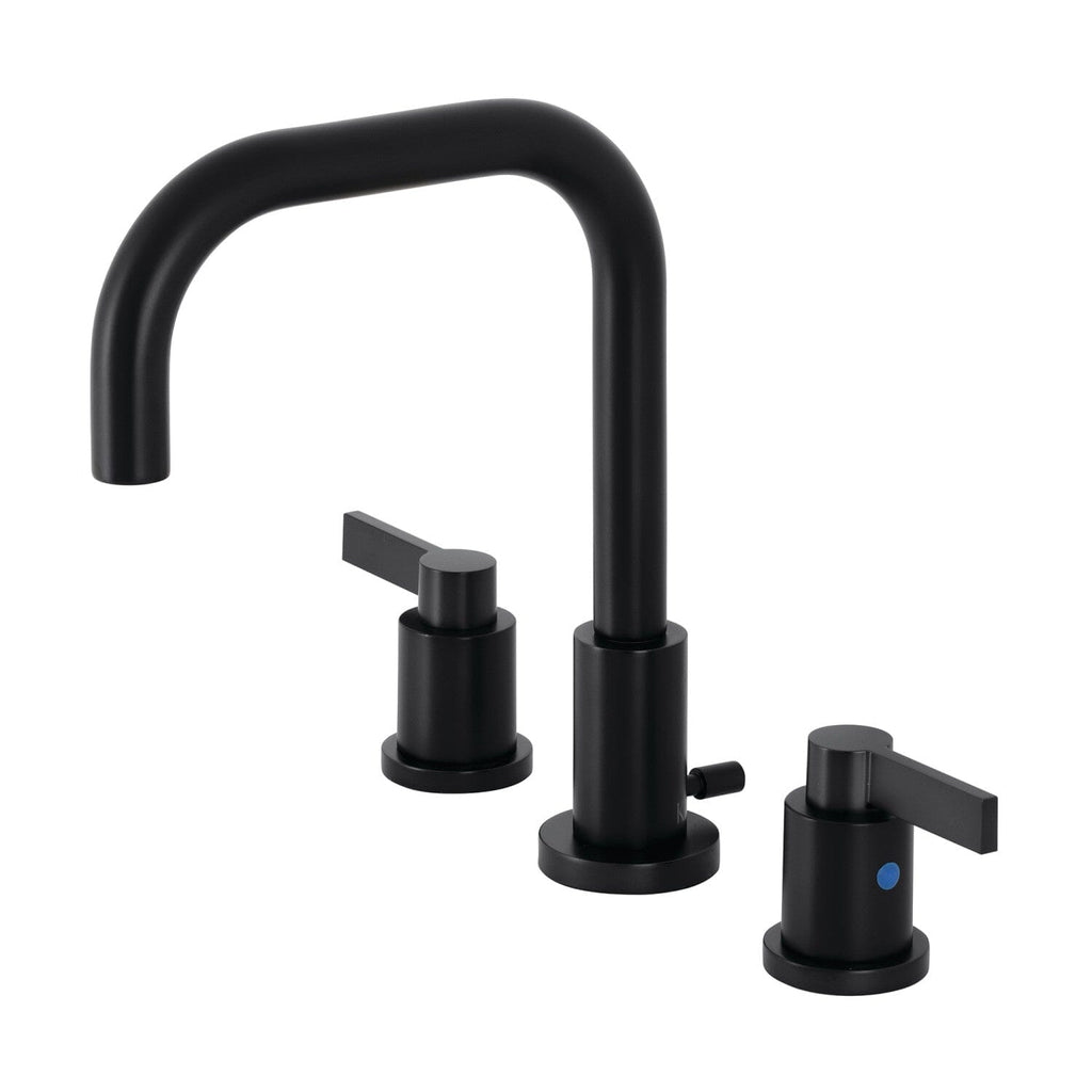 NuvoFusion Two-Handle 3-Hole Deck Mount Widespread Bathroom Faucet with Brass Pop-Up