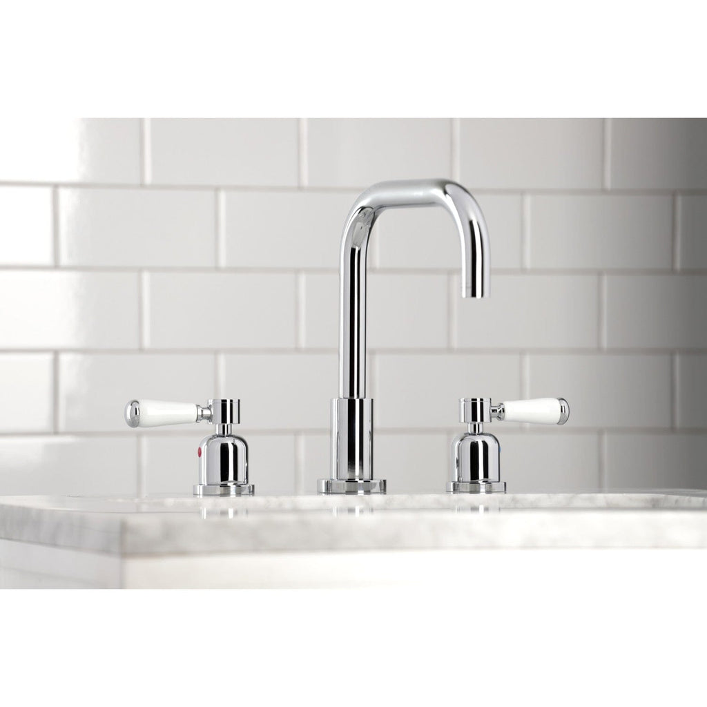 Paris Two-Handle 3-Hole Deck Mount Widespread Bathroom Faucet with Brass Pop-Up