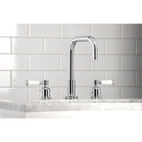 Paris Two-Handle 3-Hole Deck Mount Widespread Bathroom Faucet with Brass Pop-Up