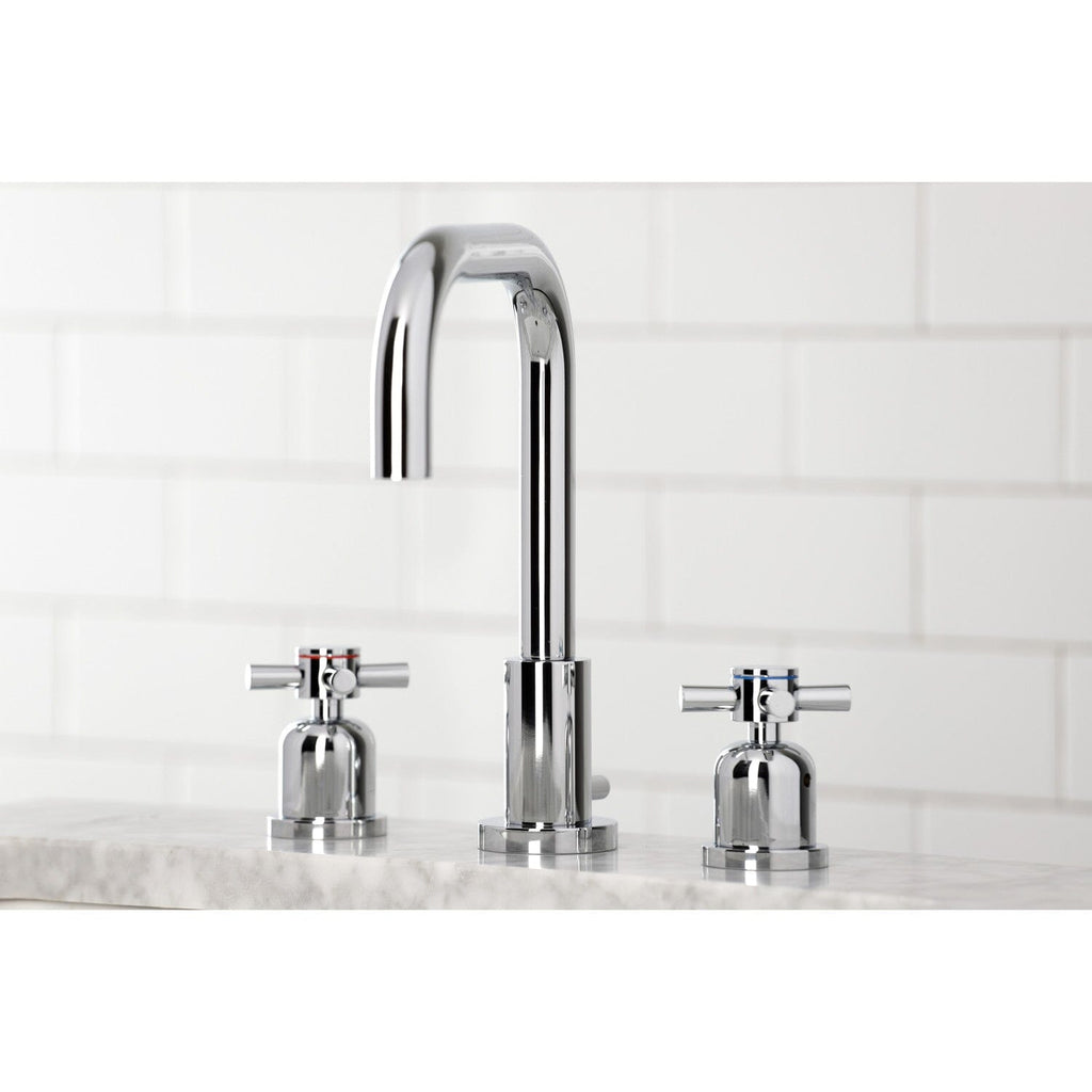 Concord Two-Handle 3-Hole Deck Mount Widespread Bathroom Faucet with Brass Pop-Up
