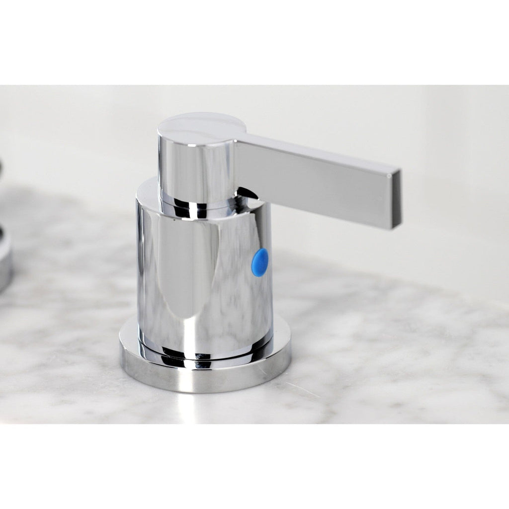NuvoFusion Two-Handle 3-Hole Deck Mount Widespread Bathroom Faucet with Brass Pop-Up