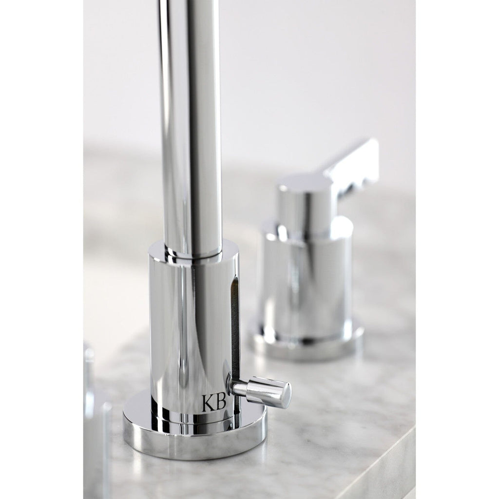 NuvoFusion Two-Handle 3-Hole Deck Mount Widespread Bathroom Faucet with Brass Pop-Up