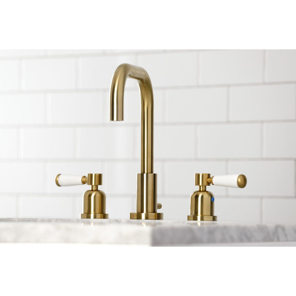 Paris Two-Handle 3-Hole Deck Mount Widespread Bathroom Faucet with Brass Pop-Up