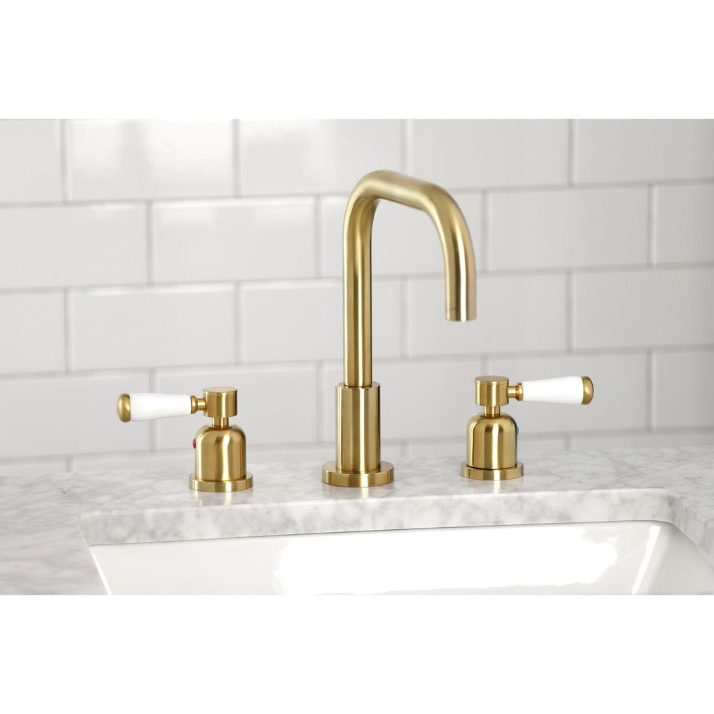 Paris Two-Handle 3-Hole Deck Mount Widespread Bathroom Faucet with Brass Pop-Up