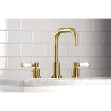 Paris Two-Handle 3-Hole Deck Mount Widespread Bathroom Faucet with Brass Pop-Up
