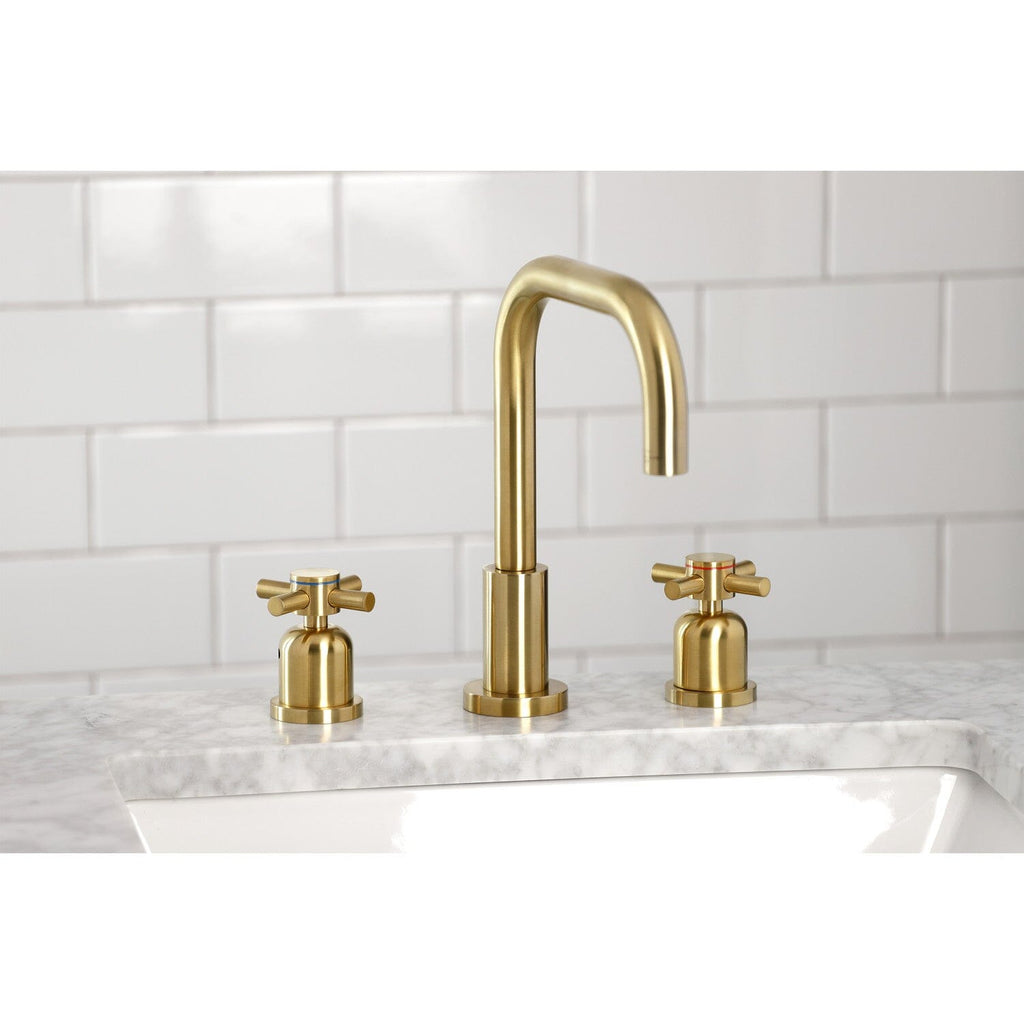 Concord Two-Handle 3-Hole Deck Mount Widespread Bathroom Faucet with Brass Pop-Up