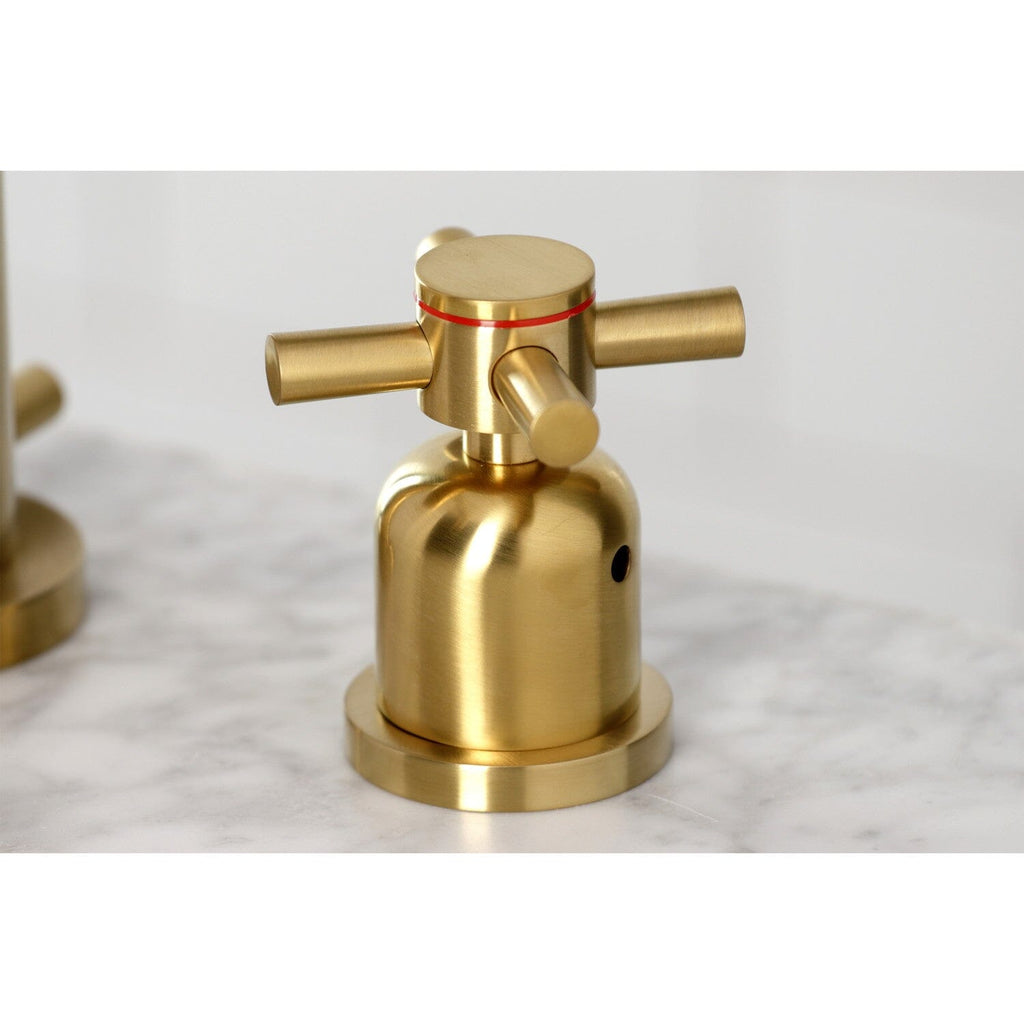 Concord Two-Handle 3-Hole Deck Mount Widespread Bathroom Faucet with Brass Pop-Up