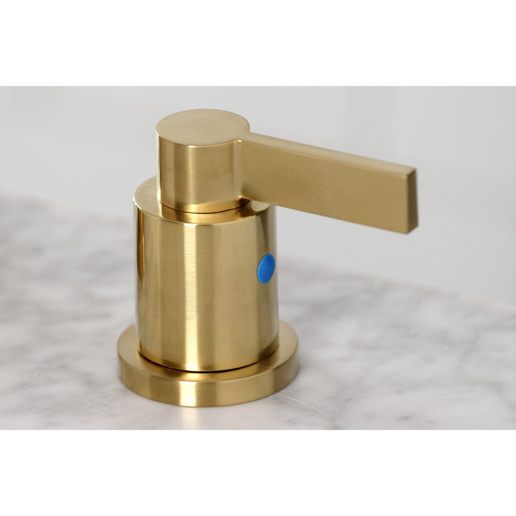 NuvoFusion Two-Handle 3-Hole Deck Mount Widespread Bathroom Faucet with Brass Pop-Up