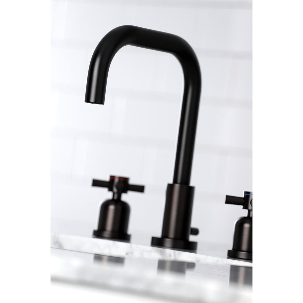 Concord Two-Handle 3-Hole Deck Mount Widespread Bathroom Faucet with Brass Pop-Up