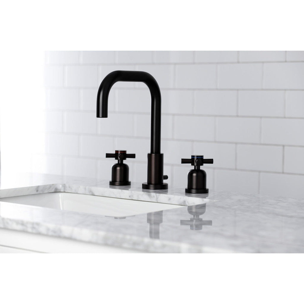 Concord Two-Handle 3-Hole Deck Mount Widespread Bathroom Faucet with Brass Pop-Up