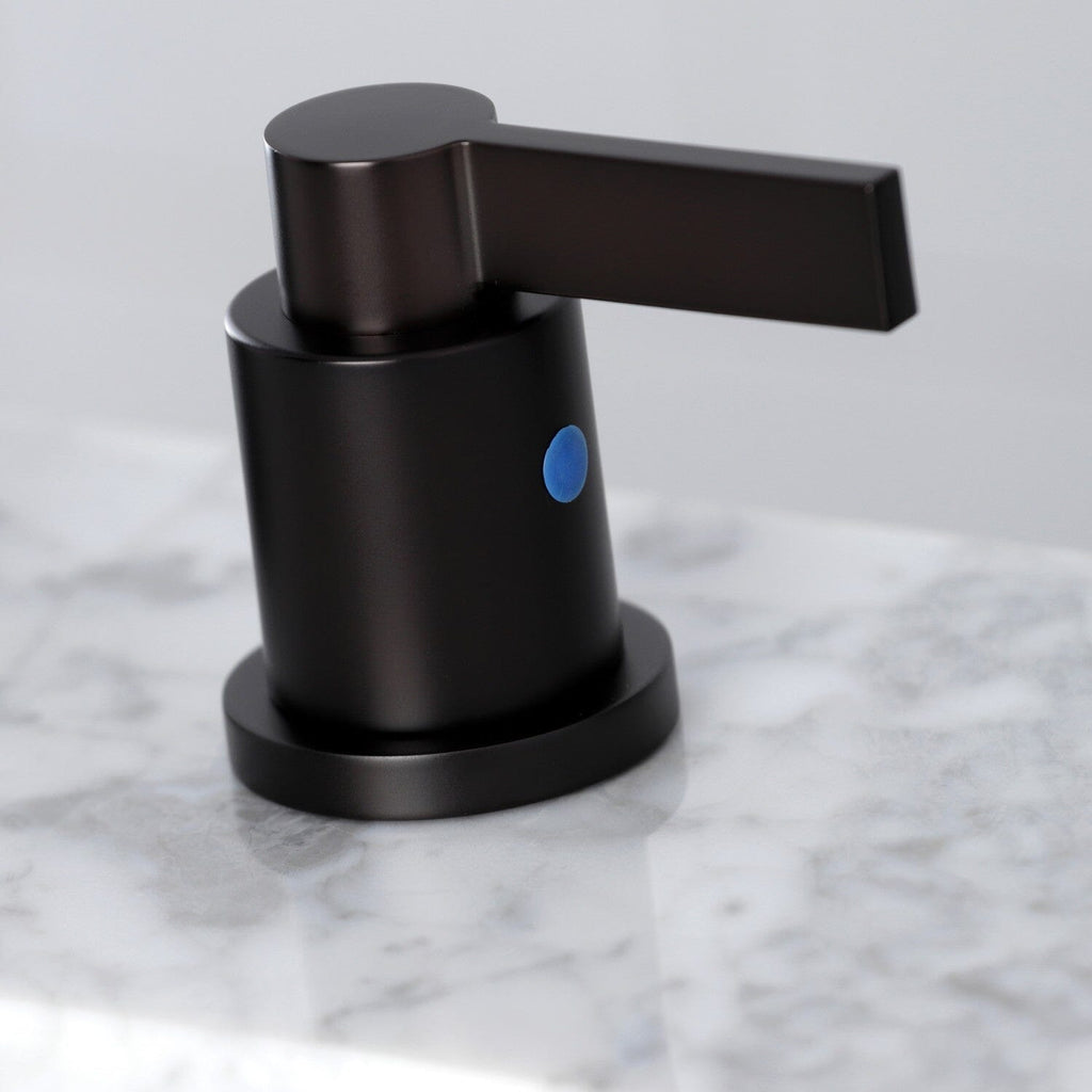 NuvoFusion Two-Handle 3-Hole Deck Mount Widespread Bathroom Faucet with Brass Pop-Up