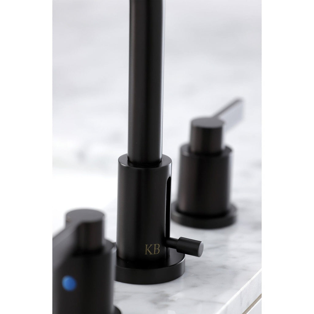 NuvoFusion Two-Handle 3-Hole Deck Mount Widespread Bathroom Faucet with Brass Pop-Up