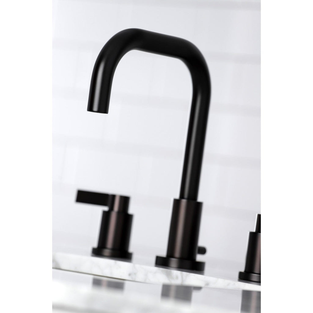 NuvoFusion Two-Handle 3-Hole Deck Mount Widespread Bathroom Faucet with Brass Pop-Up