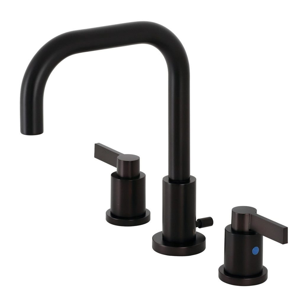 NuvoFusion Two-Handle 3-Hole Deck Mount Widespread Bathroom Faucet with Brass Pop-Up