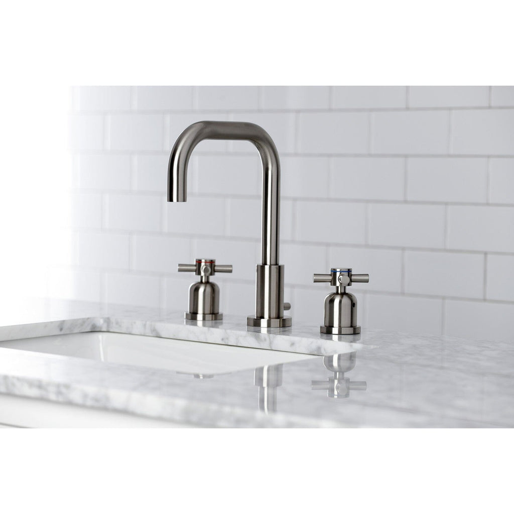 Concord Two-Handle 3-Hole Deck Mount Widespread Bathroom Faucet with Brass Pop-Up