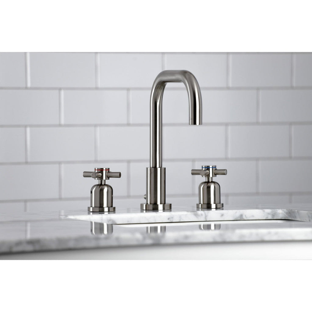 Concord Two-Handle 3-Hole Deck Mount Widespread Bathroom Faucet with Brass Pop-Up