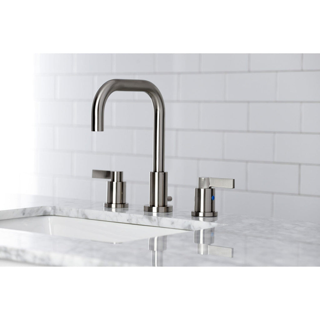 NuvoFusion Two-Handle 3-Hole Deck Mount Widespread Bathroom Faucet with Brass Pop-Up