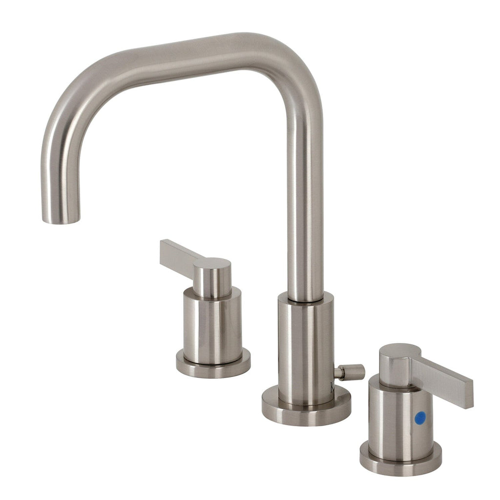 NuvoFusion Two-Handle 3-Hole Deck Mount Widespread Bathroom Faucet with Brass Pop-Up