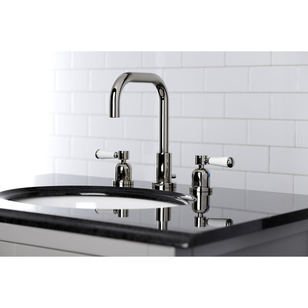 Paris Two-Handle 3-Hole Deck Mount Widespread Bathroom Faucet with Brass Pop-Up