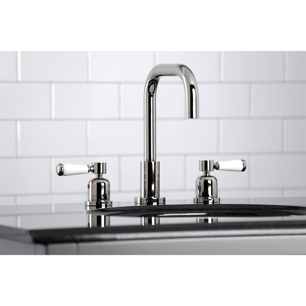Paris Two-Handle 3-Hole Deck Mount Widespread Bathroom Faucet with Brass Pop-Up