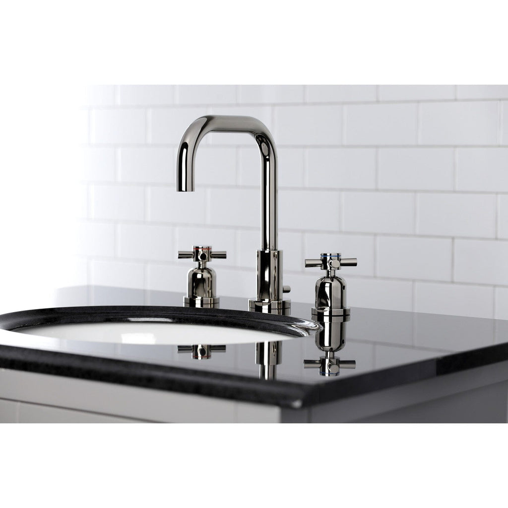 Concord Two-Handle 3-Hole Deck Mount Widespread Bathroom Faucet with Brass Pop-Up