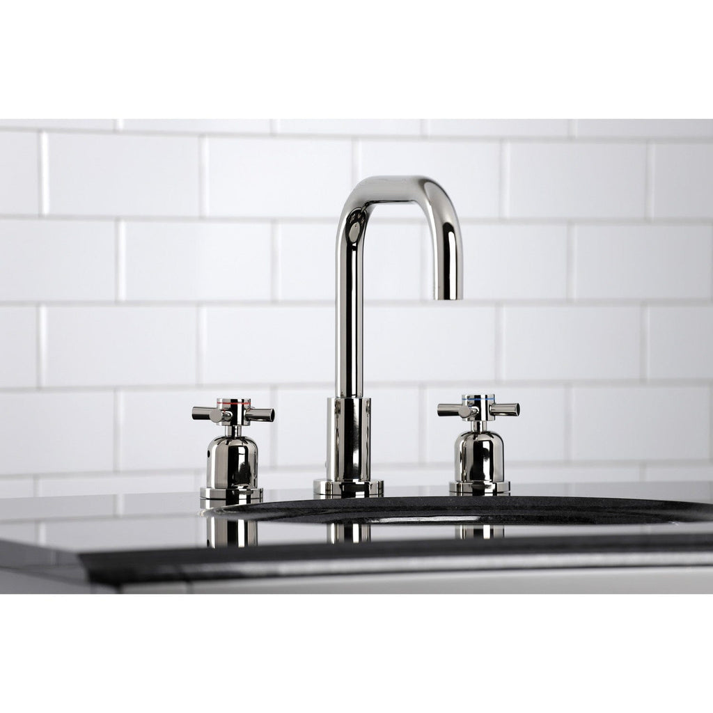 Concord Two-Handle 3-Hole Deck Mount Widespread Bathroom Faucet with Brass Pop-Up