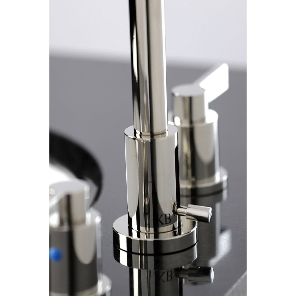 NuvoFusion Two-Handle 3-Hole Deck Mount Widespread Bathroom Faucet with Brass Pop-Up