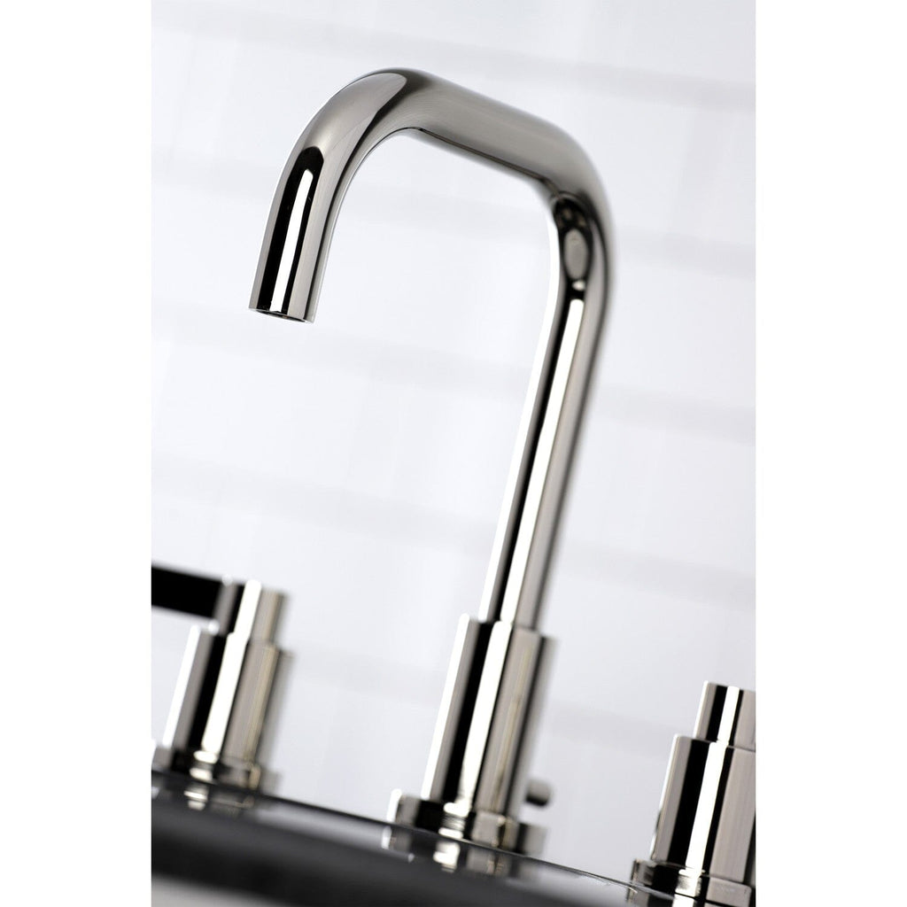 NuvoFusion Two-Handle 3-Hole Deck Mount Widespread Bathroom Faucet with Brass Pop-Up