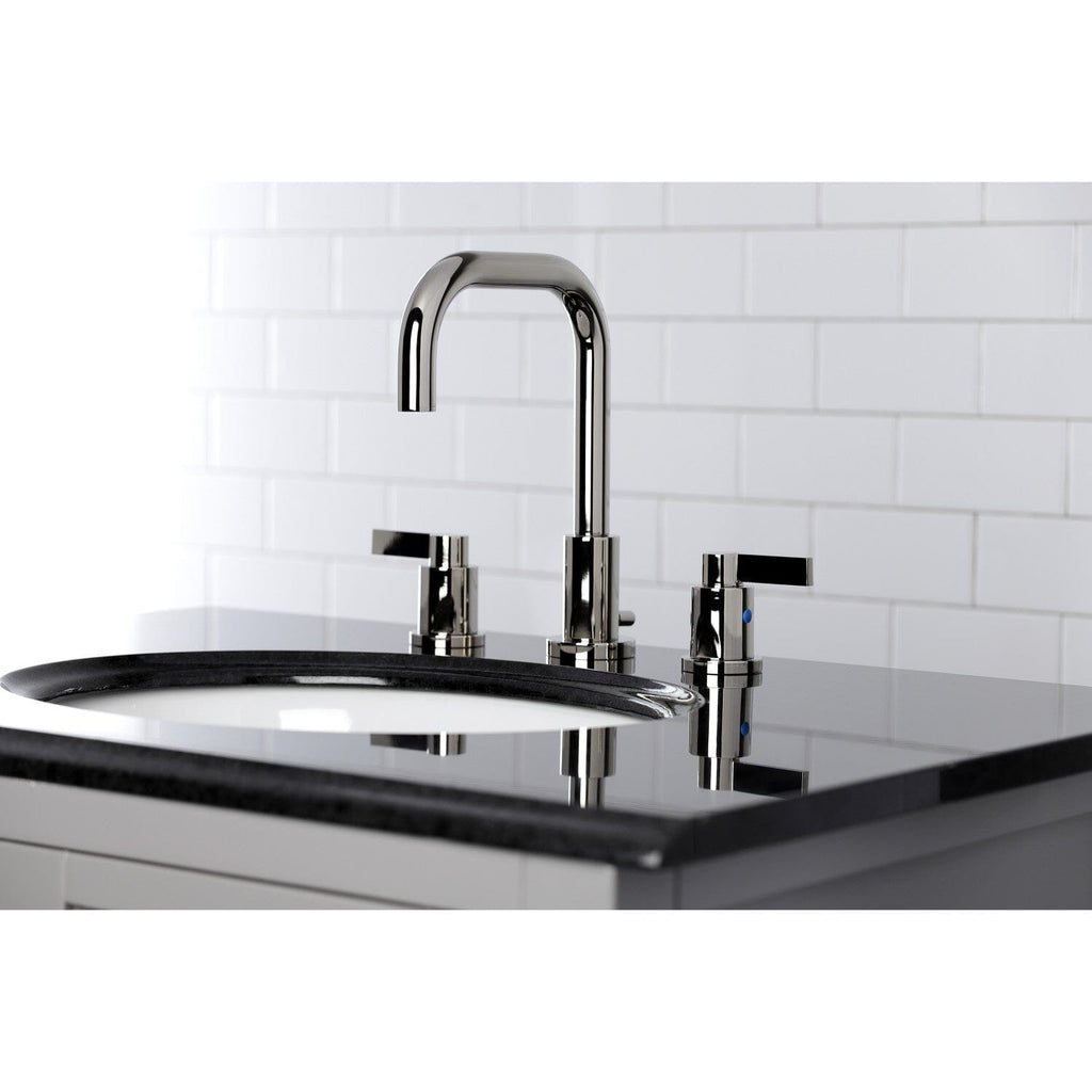 NuvoFusion Two-Handle 3-Hole Deck Mount Widespread Bathroom Faucet with Brass Pop-Up